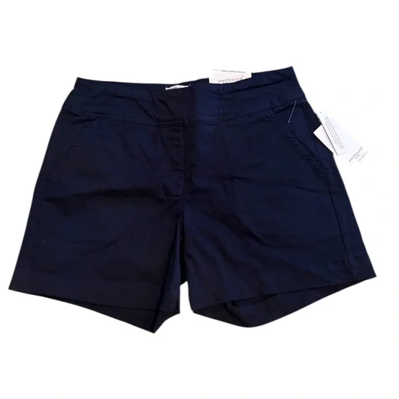 NWT Navy Blue Mid Rise Shorts | Size 8P - Picture 3 of 7